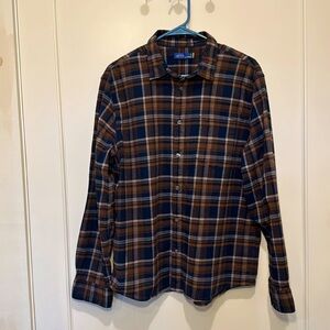 Apt. 9 Standard Fit Untucked Fit Flannel Shirt Blue and Brown Size XL
